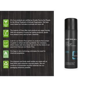 Every Man Jack Natural Menthol Cooling Shave Gel with Caffeine for Men, 7 Oz.